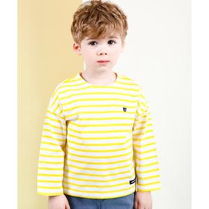 tシャツ Tシャツ キッズ クマさんワンポイントのボーダーロングTシャツ