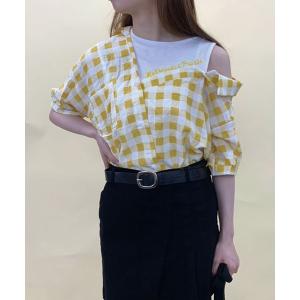 トップス レディース ロゴ入りチェックドッキングTOPS｜zozo