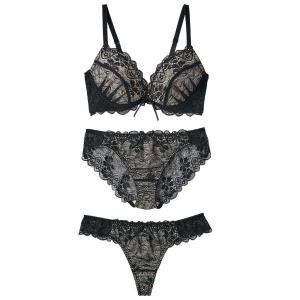 下着女性 上下セット ヌーディレースブラ＆ショーツ＆Tバック（タンガ）