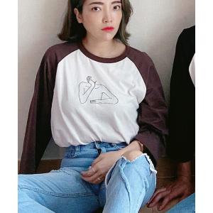 tシャツ Tシャツ POWER TO THE PEOPLE × Lxxi ダブルネーム リクシィコラボ デザインプリント 半端袖 ラグランスリーブ9分