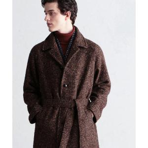 アウター ウールツイード ベルテッドステンカラーコート