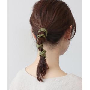 ヘアアクセサリー フェイクレザー ワイヤーグルグルリボン レディース