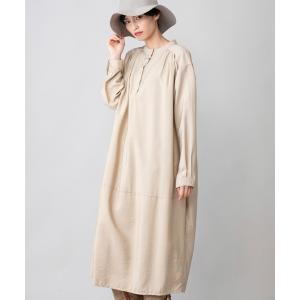ワンピース ギャザーコクーンロングシャツワンピース