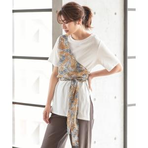 美品✨2021年 ヨーコチャン フレアカットソー チュニック サテン Tシャツ tシャツ バックロゴプルオーバーチュニック＆フレアパンツセット