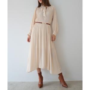 ワンピース ボウタイプリーツフレアワンピース