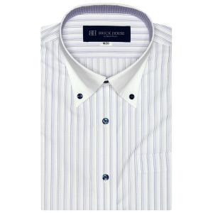 形態安定ノーアイロン クレリックボタンダウン 半袖ビジネスワイシャツ