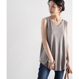 タンクトップ シンプルVネック無地タンクトップ