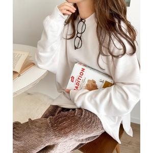 スウェット ゆったり軽い着心地、サイドスリット入りラグラントレーナー