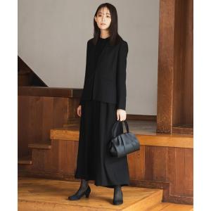 ノーカラーロングジャケット＆オールインワン 　ブラックフォーマルスーツ