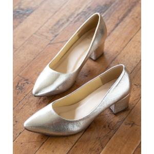 パンプス チャンキーヒールポインテッドトゥパンプス