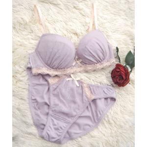 下着女性 上下セット シフォン×ケミカルレース