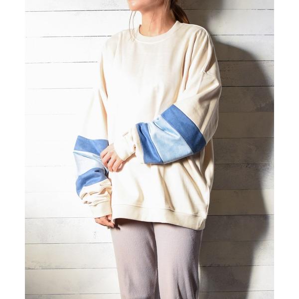 トレーナー スウェット 「TRAP/U」袖ライン切替　クルーネックスウェット レディース メンズ