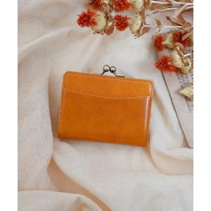 財布 レディース レザー×ガマグチ ミドルウォレット leather purse