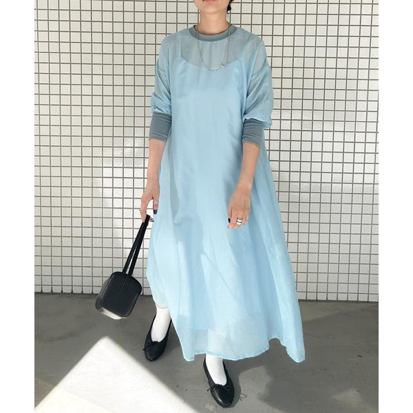 マルチサイズ ワンピース コットンシルク前後2wayシアーロングワンピース