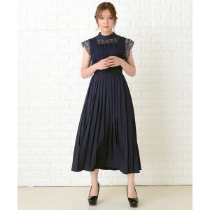 ドレス スタンドネックレースデザインワンピースドレス