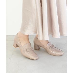 ローファー 「レイン対応」チャンキーヒールリボンレインパンプス（R9008） レディース