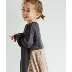 ワンピース バックプリーツ ドッキング長袖ワンピース