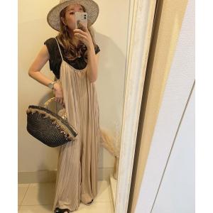 サロペット オーバーオール 楽かわプリーツキャミサロペット