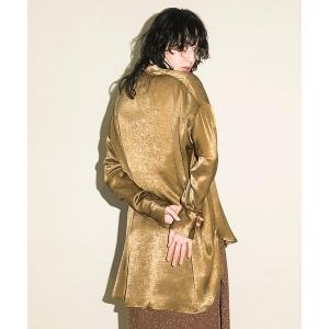 ブラウス シャツ 「Bonjour Girl」シルキーサテンマオカラーシャツ/オーバーサイズシャツ レディース