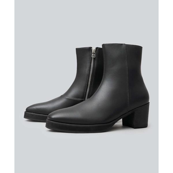 ブーツ 7cmアップ メタルジップ サイドゴア ヒールブーツ 選べる3デザイン（サイドジップ・フロン...