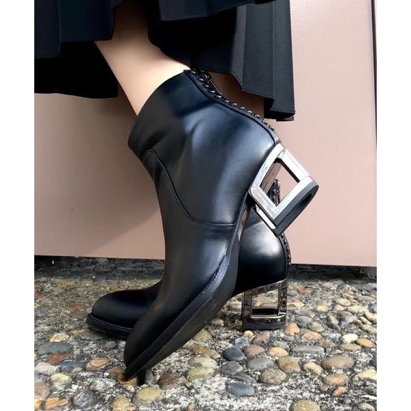 ブーツ 蹄ヒールショートブーツ レディース