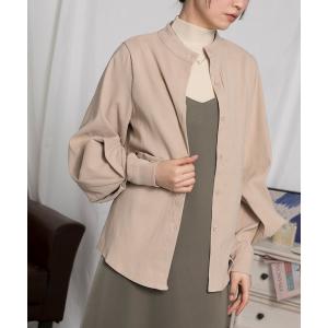 シャツ ブラウス ニュアンスカラースタンドカラーブラウス