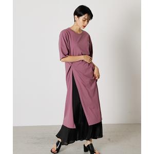 チュニック TWIST SLIT HALF SLEEVE TOPS/ツイストスリットハーフスリーブトップス