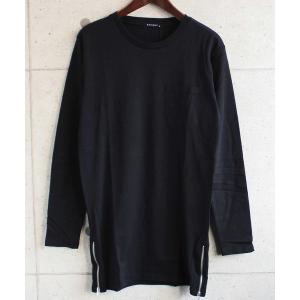 tシャツ Tシャツ メンズ ロング丈 裾ジップ ポケット付き 無地 長袖カットソー ロンT｜zozo