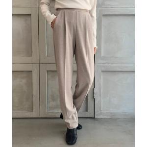 パンツ スラックス 起毛ニットソーセンタープレステーパードパンツ