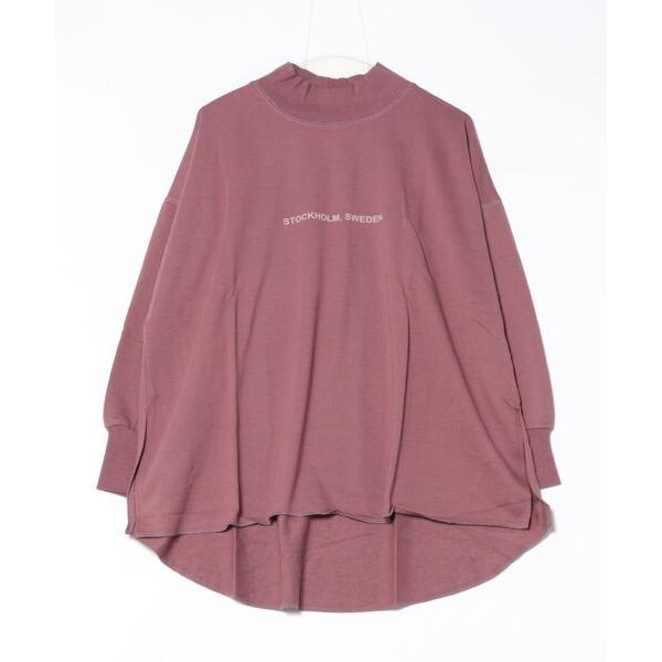 トレーナー スウェット ミニ裏毛ロゴプリントハイネックビッグシルエットプルオーバー レディース