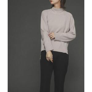 ニット ストレッチハイネックルーズセーター