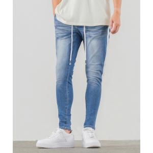 ストレッチ デニム ライン スキニー ジョガーパンツ