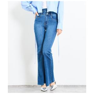 ジーンズ デニム デニムパンツ ハイウエストストレッチデニムフレアパンツ レディース
