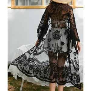 DAY CLOSET カーディガン レディース シースルーレースガウン風ロング