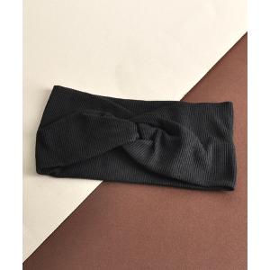 ヘアバンド 「float」トップ クロス ノット カラー リブ ワイド ヘアバンド