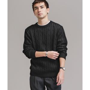ニット シルクブレンドコットンケーブルクルーニット