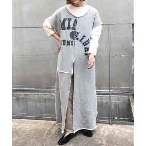 ワンピース 【etsinta/エシンタ】スリット裏毛マキシワンピース