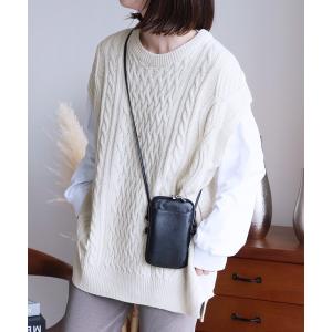ベスト オーバーシルエット ケーブル編みニットベスト
