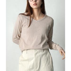 ニット セーター 「ロングシーズン楽しめる、安心の綿100％」オーディナリー コットンニット セーター「Vネック」 レディース