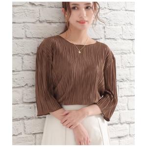 tシャツ Tシャツ ランダムプリーツ7分袖トップス