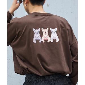 tシャツ シルケットライク天竺 オーバーサイズイラストプリントL/Sカットソー/バックプリント メンズ レディース
