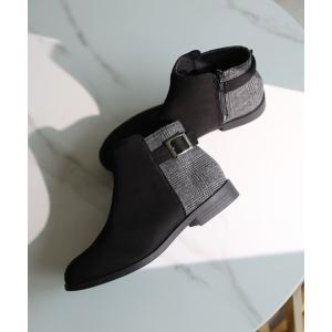 ブーツ 軽量ソール＆ローヒールベルテッドショートブーツ レディース