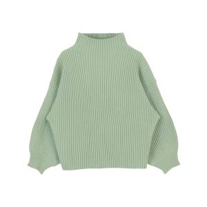 ニット ボトルネックリブニットプルオーバー