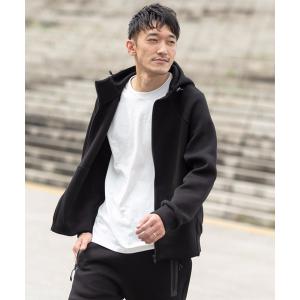 パーカー エアダンボールZIPパーカー フードロゴ 柔軟なストレッチ性とハリのある素材