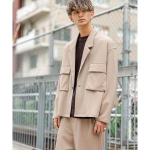 セットアップ 「セットアップ」ストレッチ梨地ジャージ ／ オーバーサイズ CPOジャケット ワイドパンツ セットアップ（上下セット） メンズ