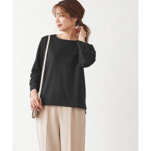 tシャツ レース切り替えトップス レディース
