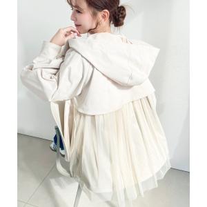 マウンテンパーカー ウインドブレーカー コットンライクツイルバックチュールレイヤードマウンテンパーカー レディース