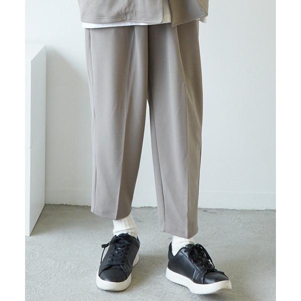 スラックス 梨地 アンクルワイドテーパードパンツ メンズ