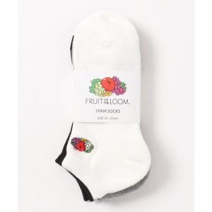 靴下 「78」「FRUIT OF THE LOOM」ソリッドカラー底パイル刺繍「3足セット」