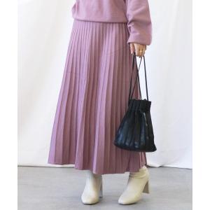 スカート ニットプリーツロングスカート